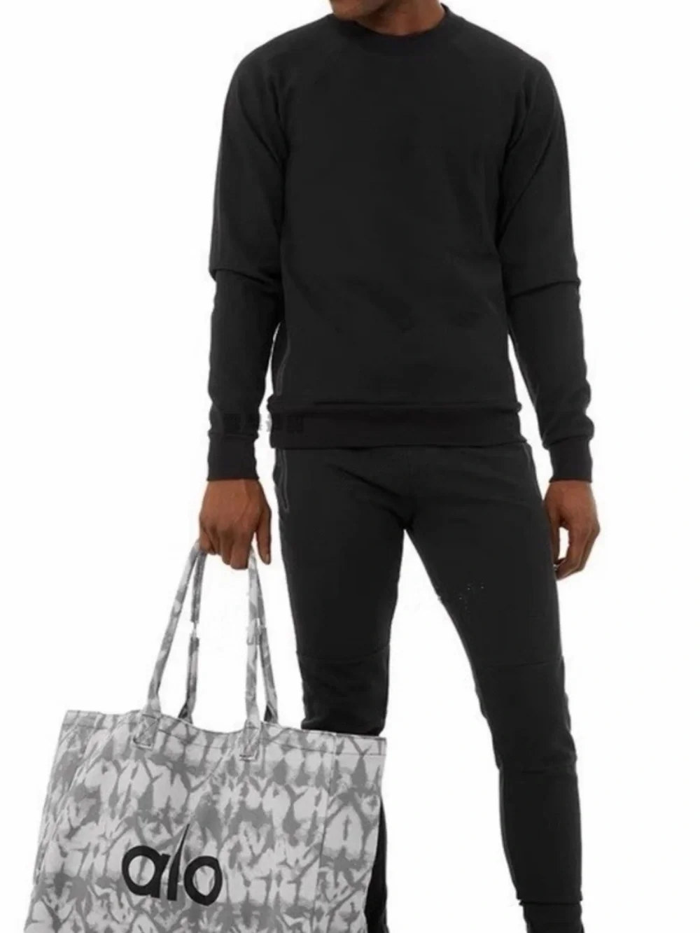 Alo Tie-Dye Canvas Tote Bag in Gray and Cream